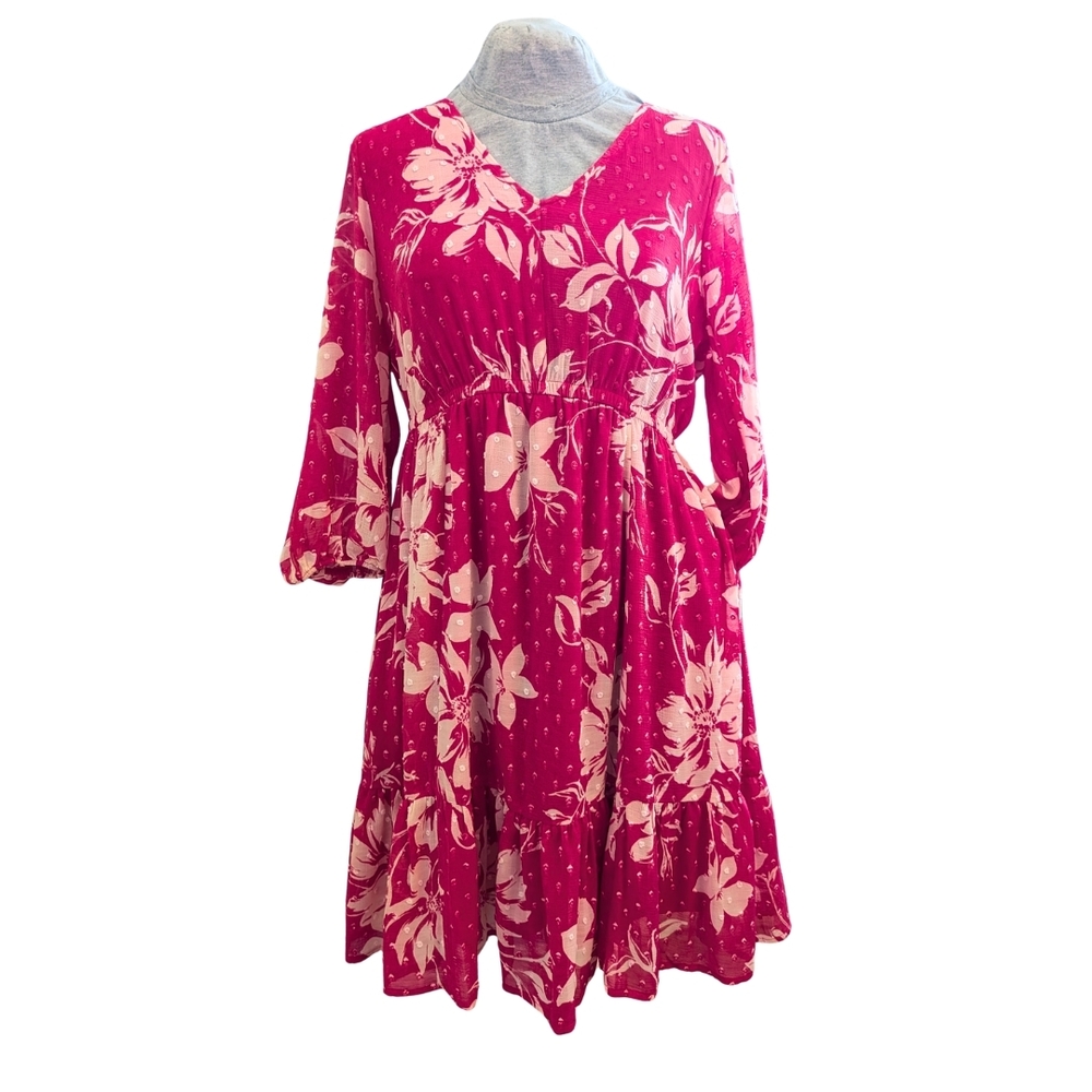Torrid Pink Polka Dot Tiered Dress